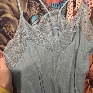 Light Blue Lace Trim Cami Top